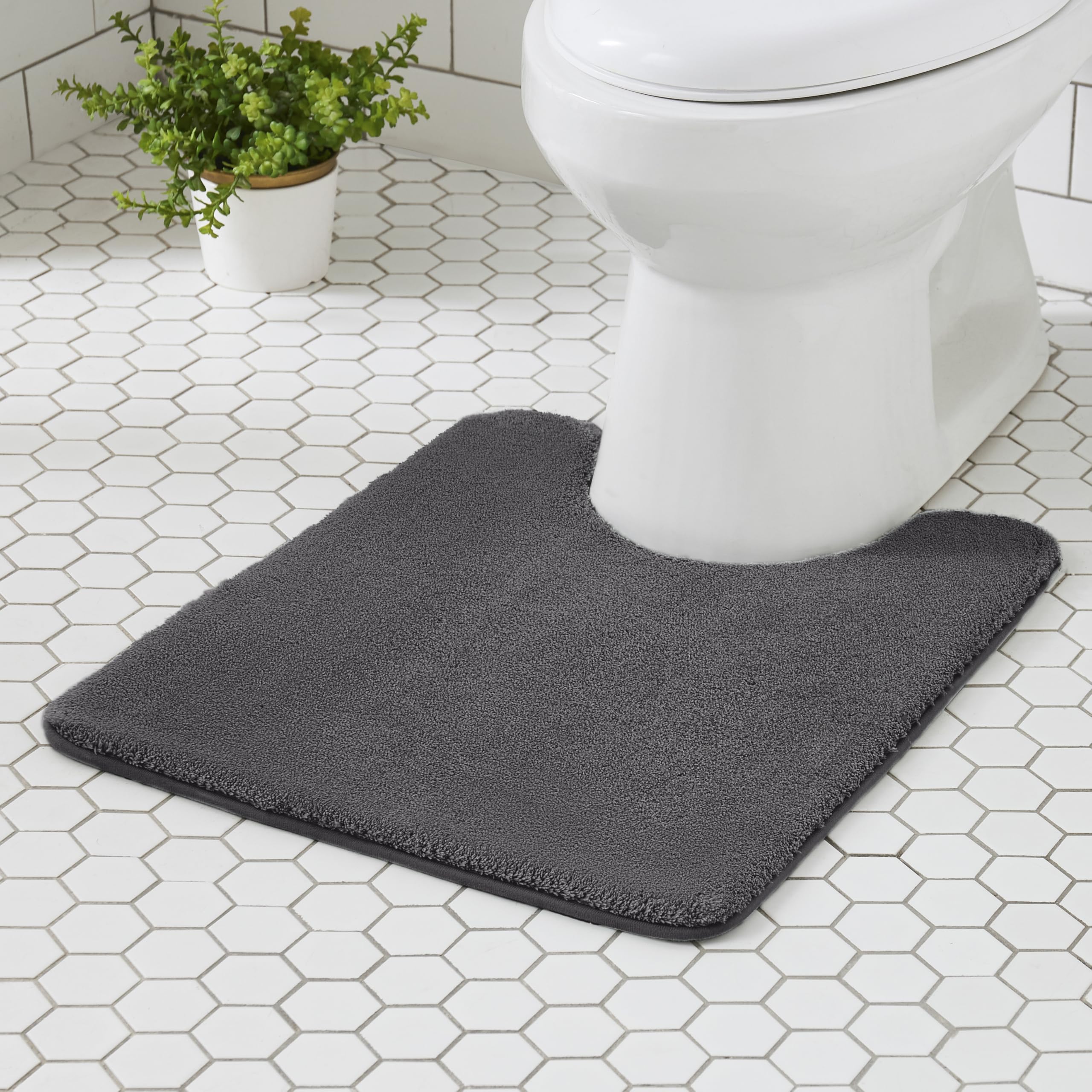 MINIDEAR Bathroom Rugs 24x17 Light Gray - Thick Memory Foam Bath Mat, Ultra Soft & Plush Fluffy, Non-Slip, Quick Dry, Absorbent Washable Floor Microfiber Mat for Tub, Home Decor Accessories