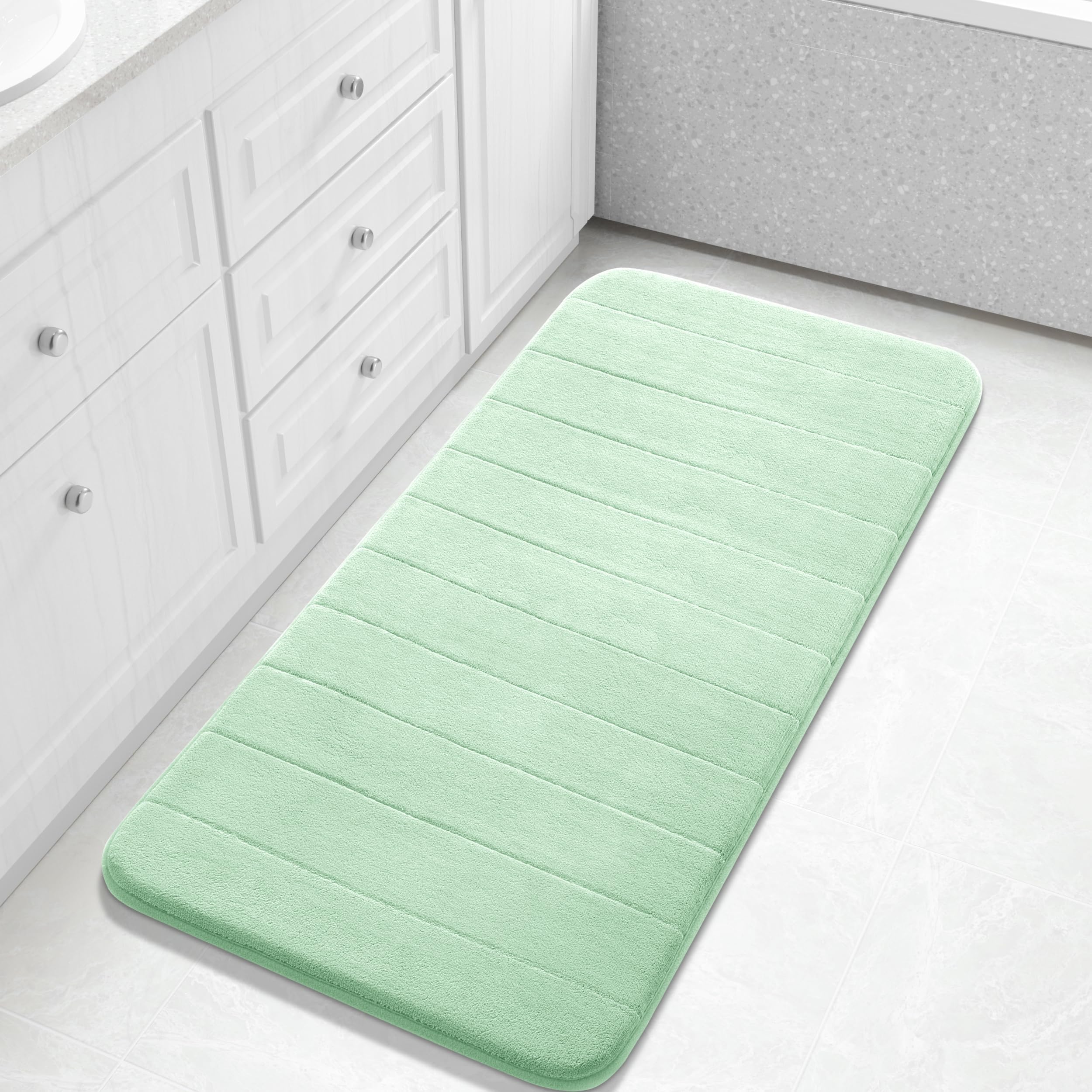 Yimobra Memory Foam Toilet Bath Mat U-Shaped, Commode Contour Rug, Soft and Comfortable, Super Water Absorption, Non-Slip, Thick, Machine Wash and Easier to Dry for Bathroom, 24 X 20 Inches, Grey