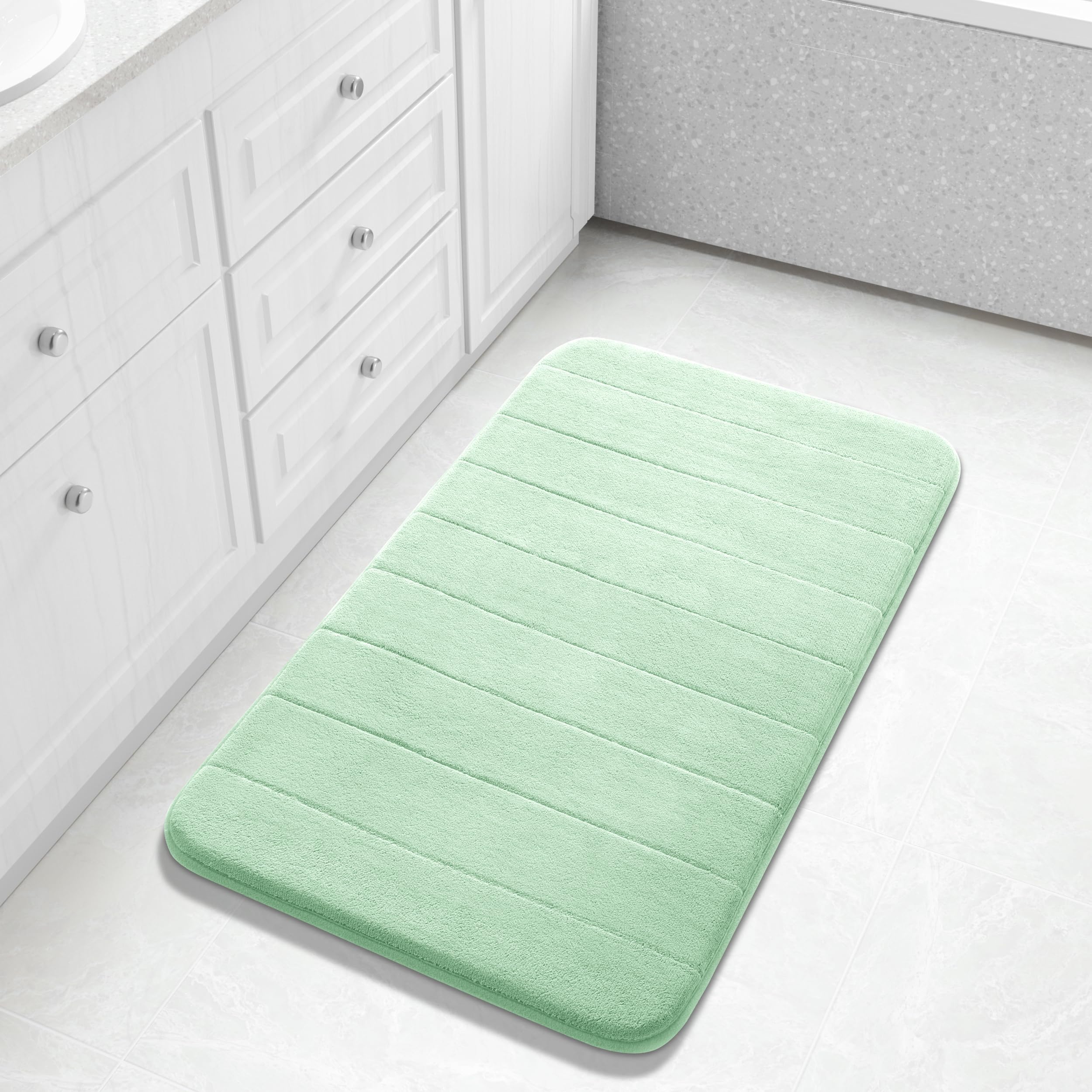 Yimobra Memory Foam Toilet Bath Mat U-Shaped, Commode Contour Rug, Soft and Comfortable, Super Water Absorption, Non-Slip, Thick, Machine Wash and Easier to Dry for Bathroom, 24 X 20 Inches, Grey