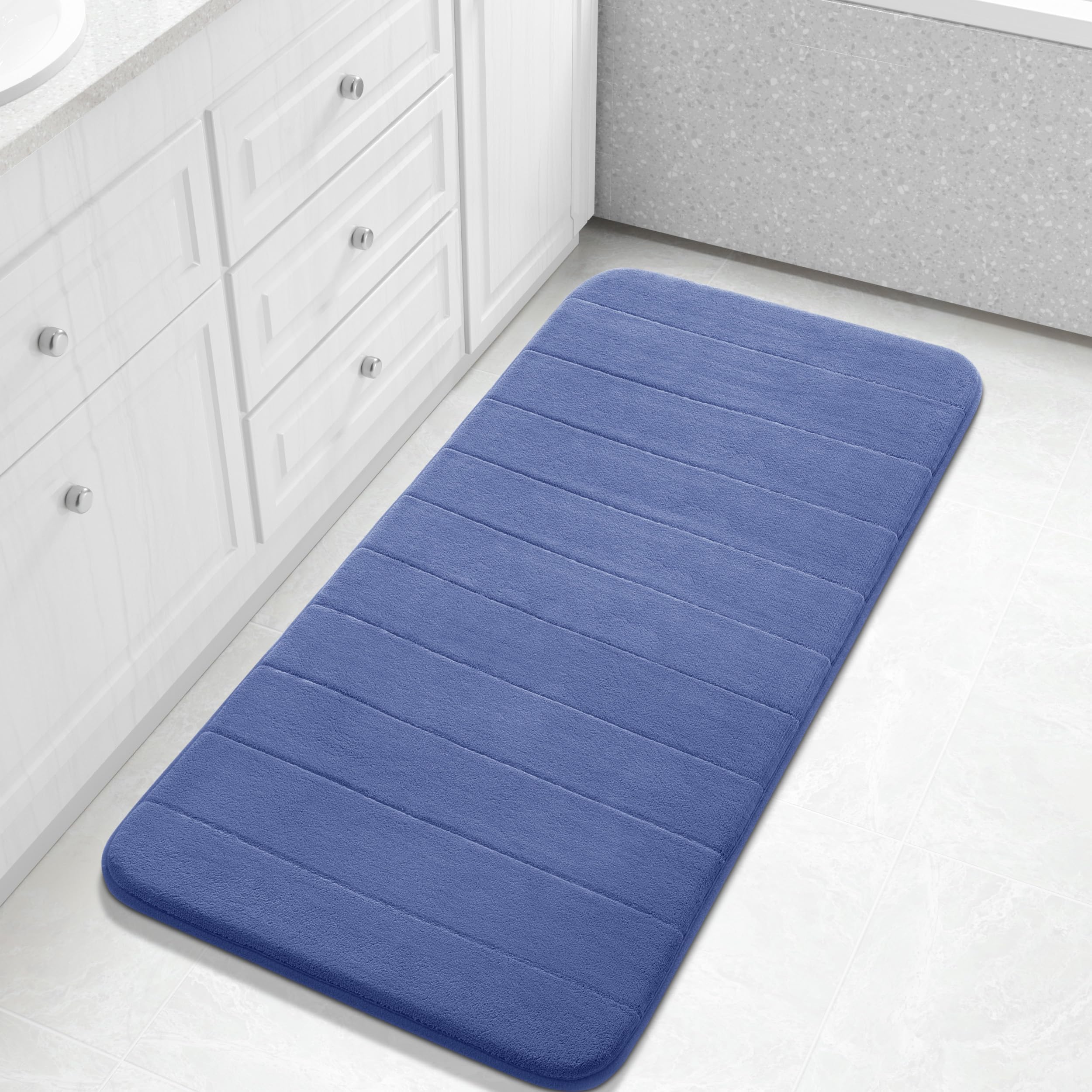 Yimobra Memory Foam Toilet Bath Mat U-Shaped, Commode Contour Rug, Soft and Comfortable, Super Water Absorption, Non-Slip, Thick, Machine Wash and Easier to Dry for Bathroom, 24 X 20 Inches, Grey