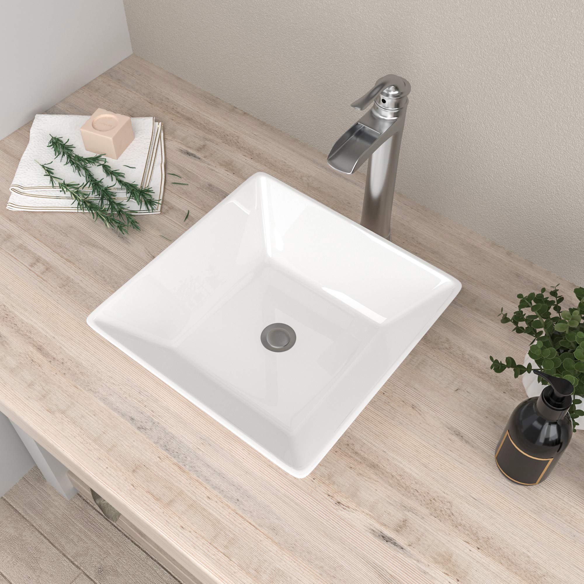 Mocoloo 21"x16" Wall Mounted Bathroom Sink White Rectangle Porcelain ADA Compliant Ceramic Bathroom Sinks Floating Vanity Sink for Lavatory Room Basin