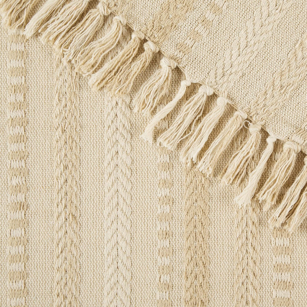 DII Farmhouse Braided Stripe Table Runner Collection, 15x108 (15x113, Fringe Included), Vintage Linen