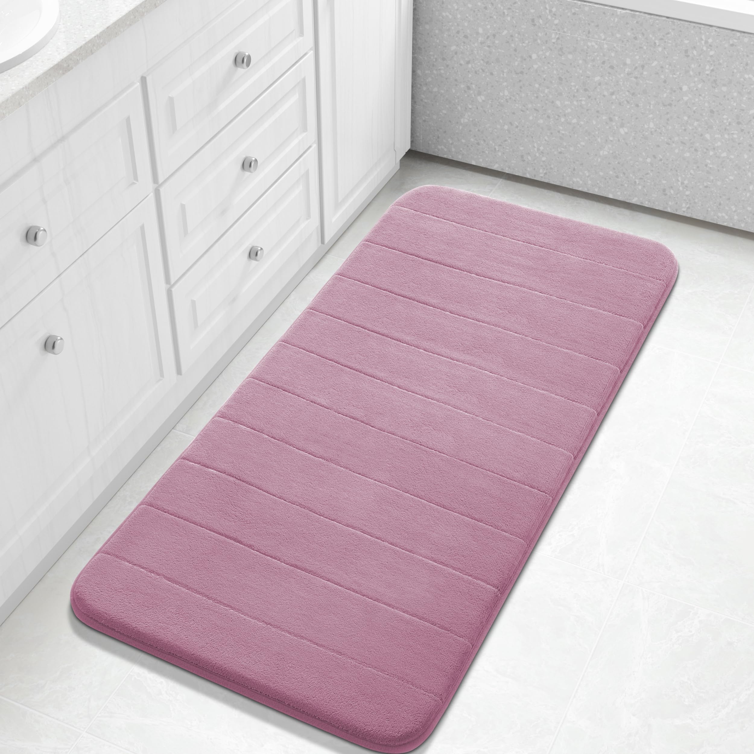 Yimobra Memory Foam Toilet Bath Mat U-Shaped, Soft and Comfortable, Super Water Absorption, Non-Slip, Thick, Machine Wash and Easier to Dry for Bathroom Commode Contour Rug, 24 X 20 Inches, Black