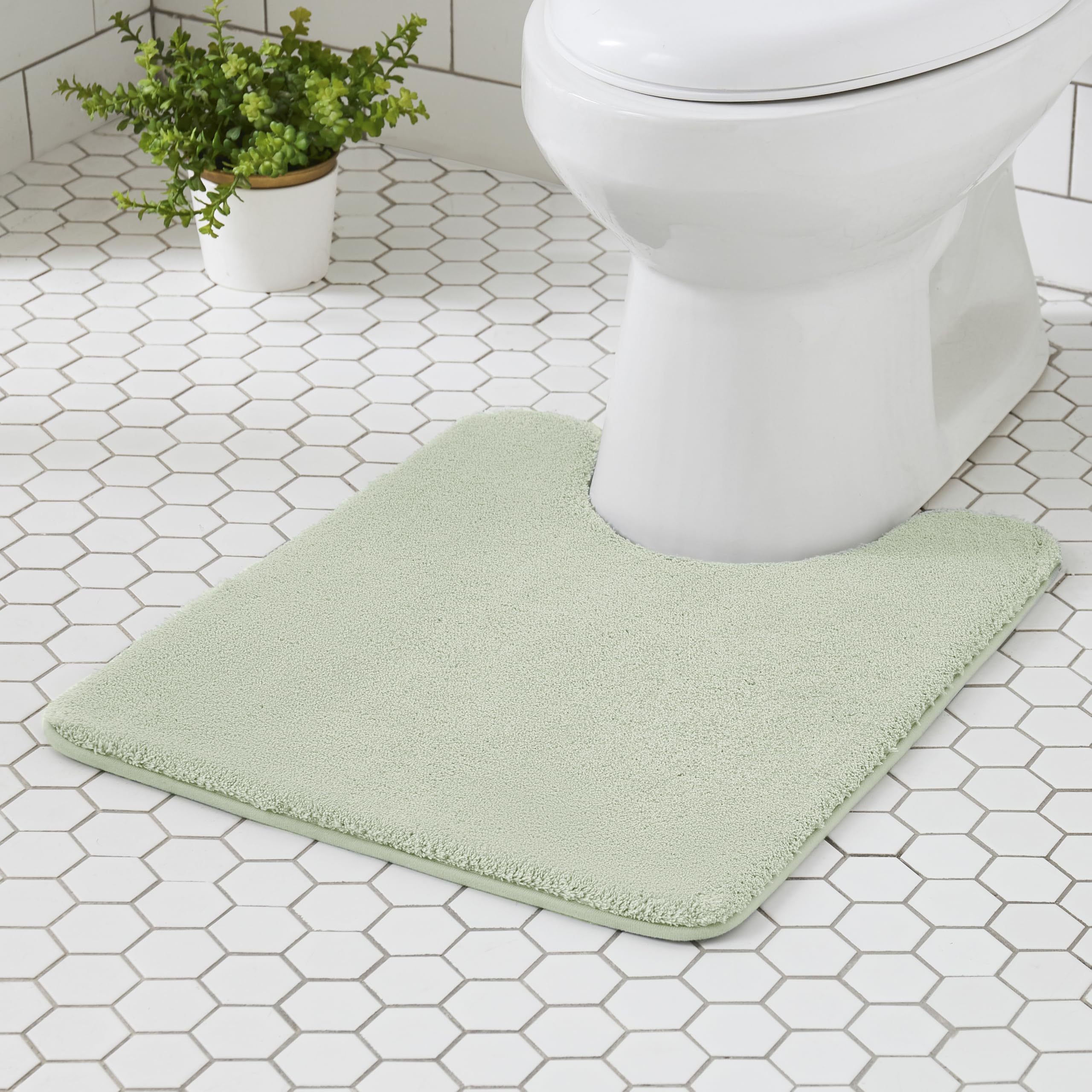 MINIDEAR Bathroom Rugs 24x17 Light Gray - Thick Memory Foam Bath Mat, Ultra Soft & Plush Fluffy, Non-Slip, Quick Dry, Absorbent Washable Floor Microfiber Mat for Tub, Home Decor Accessories