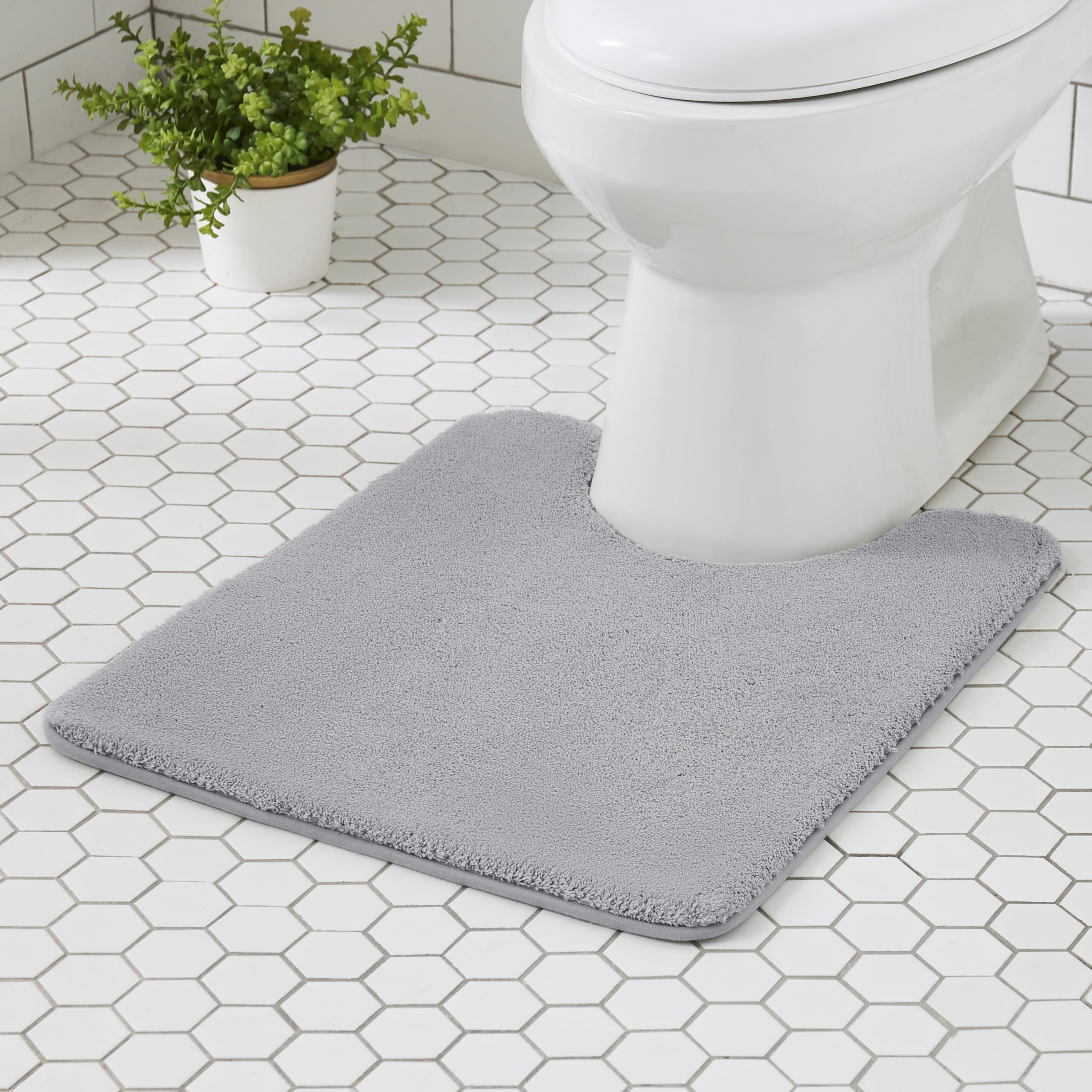 MINIDEAR Bathroom Rugs 24x17 Light Gray - Thick Memory Foam Bath Mat, Ultra Soft & Plush Fluffy, Non-Slip, Quick Dry, Absorbent Washable Floor Microfiber Mat for Tub, Home Decor Accessories