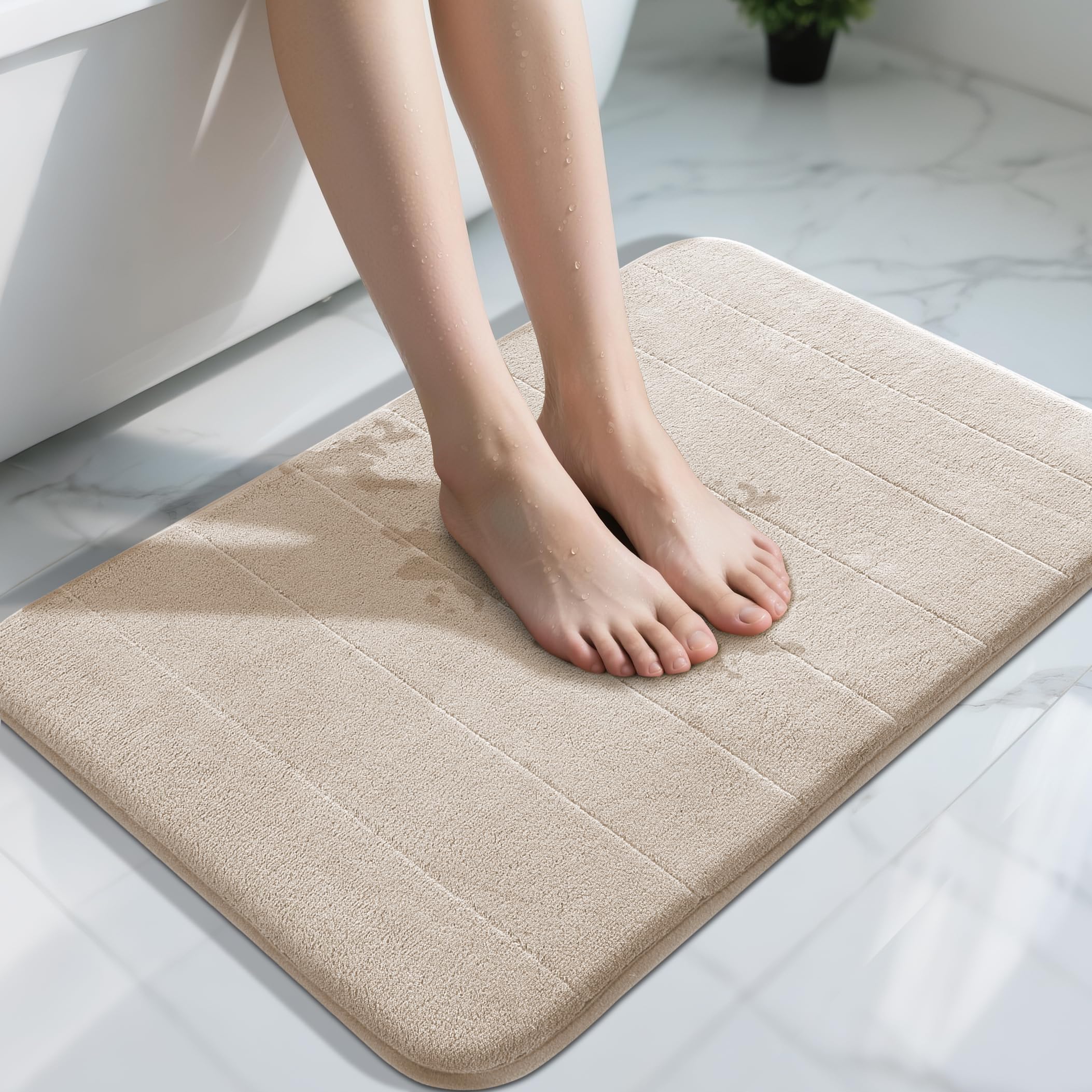 Yimobra Memory Foam Toilet Bath Mat U-Shaped, Commode Contour Rug, Soft and Comfortable, Super Water Absorption, Non-Slip, Thick, Machine Wash and Easier to Dry for Bathroom, 24 X 20 Inches, Grey