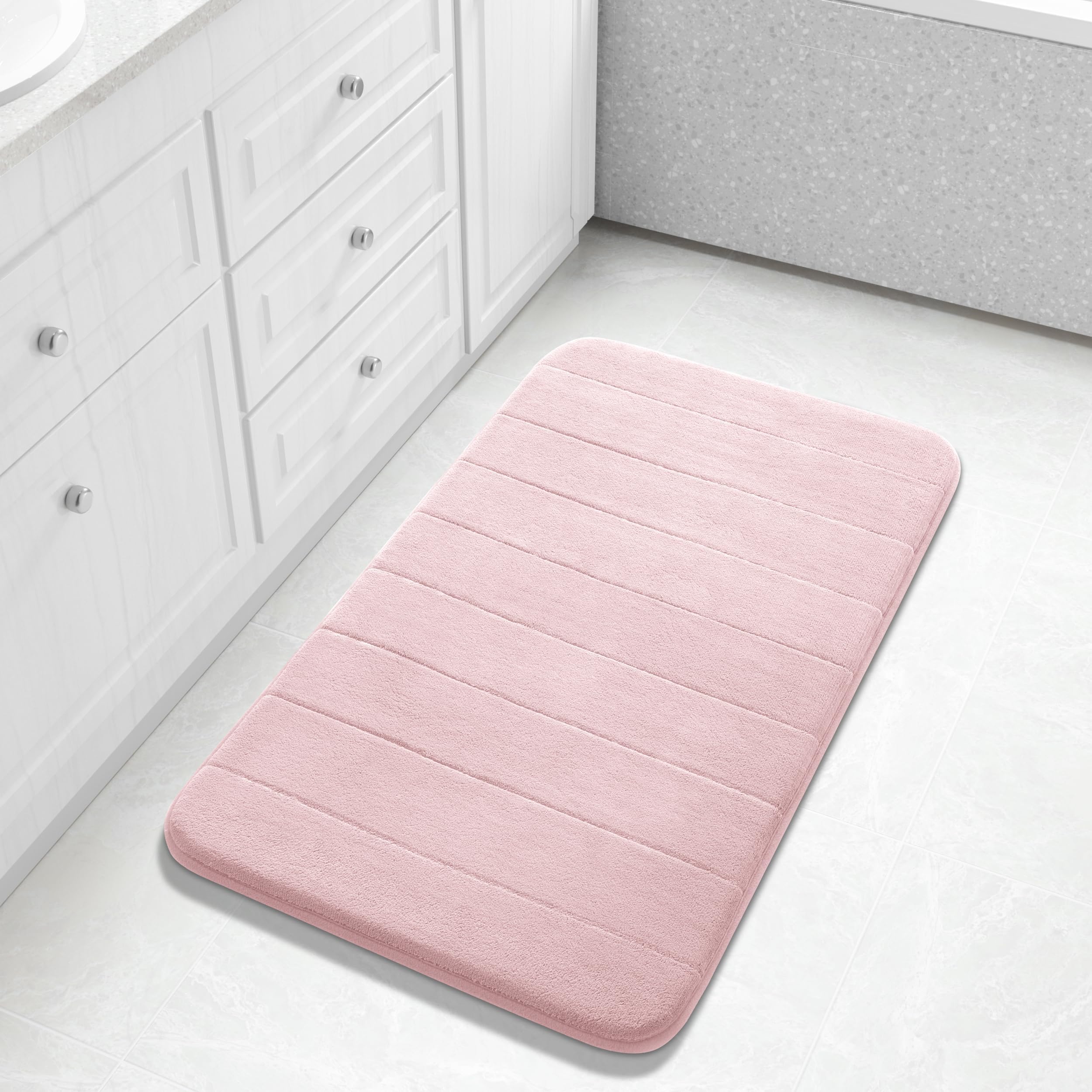 Yimobra Memory Foam Toilet Bath Mat U-Shaped, Soft and Comfortable, Super Water Absorption, Non-Slip, Thick, Machine Wash and Easier to Dry for Bathroom Commode Contour Rug, 24 X 20 Inches, Black