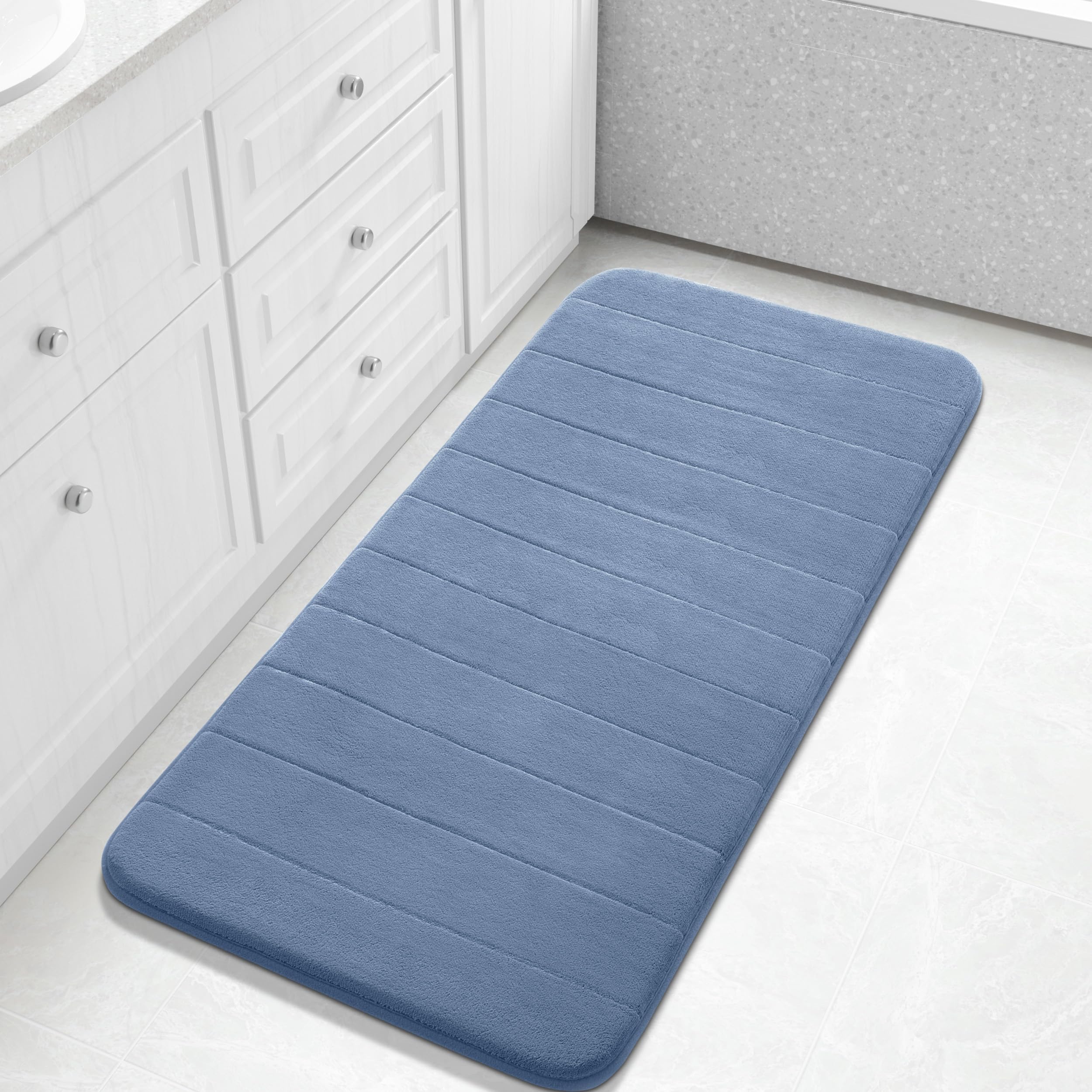 Yimobra Memory Foam Toilet Bath Mat U-Shaped, Commode Contour Rug, Soft and Comfortable, Super Water Absorption, Non-Slip, Thick, Machine Wash and Easier to Dry for Bathroom, 24 X 20 Inches, Grey