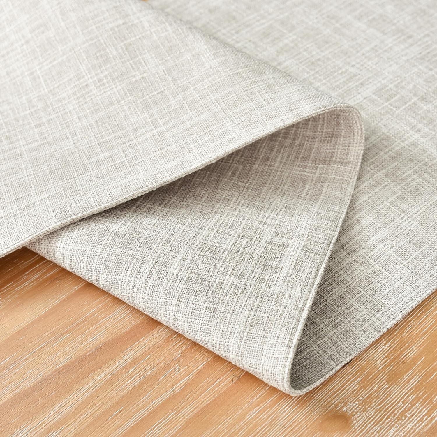 Farmhouse Rustic Faux Linen Table Runner Neutral Beige Table Runners Double Layer Reversible Rectangle Runners for Daily Use Kitchen Dining Banquet Holiday 13x48 Inch