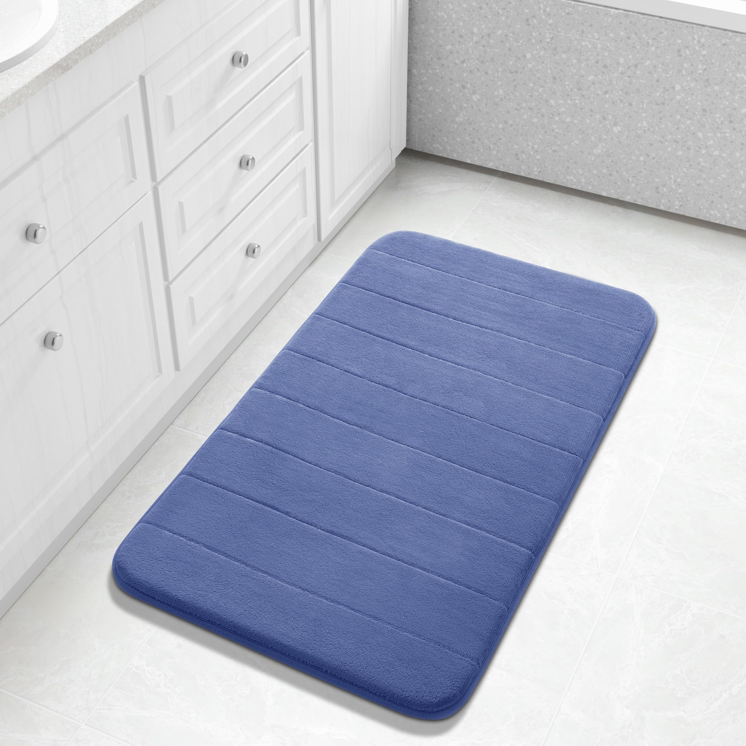 Yimobra Memory Foam Toilet Bath Mat U-Shaped, Soft and Comfortable, Super Water Absorption, Non-Slip, Thick, Machine Wash and Easier to Dry for Bathroom Commode Contour Rug, 24 X 20 Inches, Black